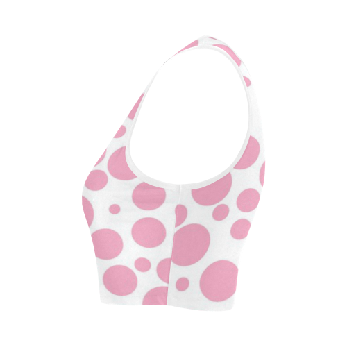 pink polka dot Women's Crop Top (Model T42)