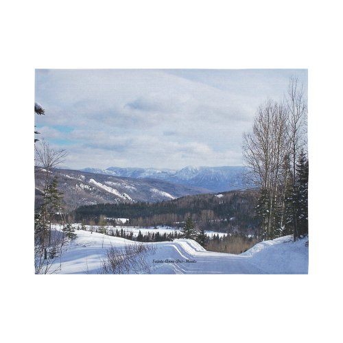 Mountain Winter Road Cotton Linen Wall Tapestry 80"x 60"