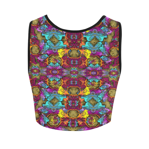 Fantasy rainbow flowers in a environment of calm Women's Crop Top (Model T42)