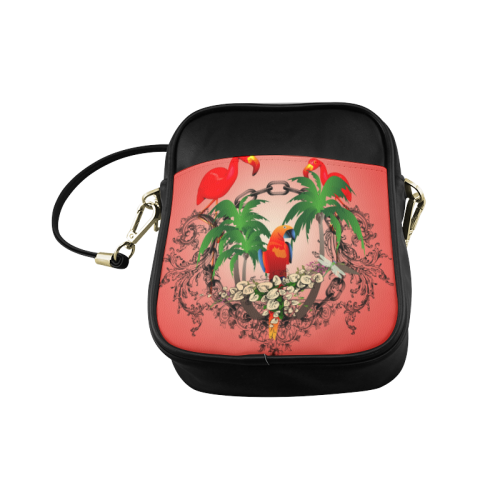 Funny parrot, tropical design Sling Bag (Model 1627)