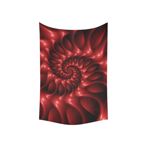 Glossy Red Spiral Fractal Cotton Linen Wall Tapestry 60"x 40"