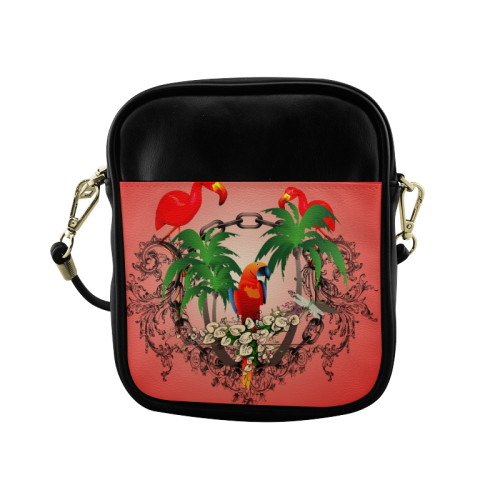 Funny parrot, tropical design Sling Bag (Model 1627)