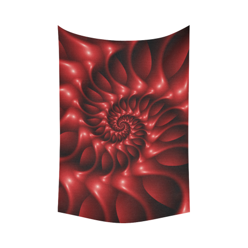 Glossy Red Spiral Fractal Cotton Linen Wall Tapestry 90"x 60"