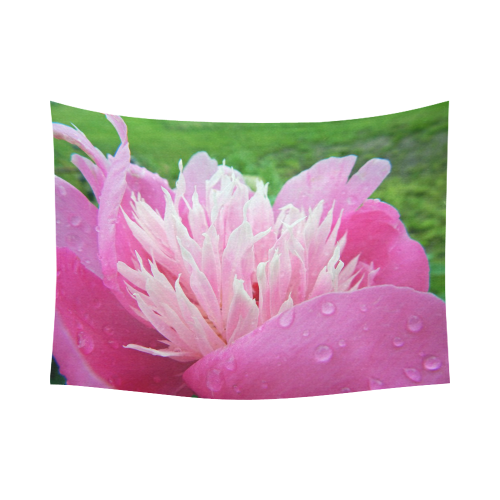 Wet Peony Cotton Linen Wall Tapestry 80"x 60"