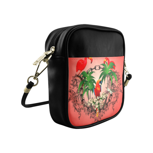 Funny parrot, tropical design Sling Bag (Model 1627)