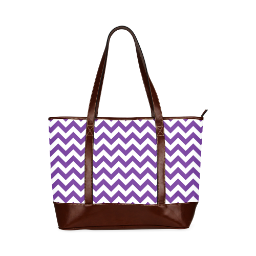 Royal Purple and white zigzag chevron Tote Handbag (Model 1642)