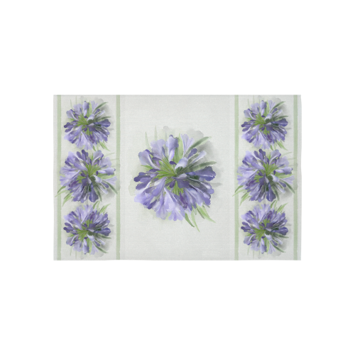 Purple Flowers green lines Cotton Linen Wall Tapestry 60"x 40"