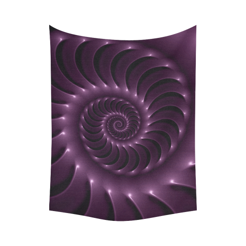 Glossy Purple Spiral Fractal Cotton Linen Wall Tapestry 80"x 60"