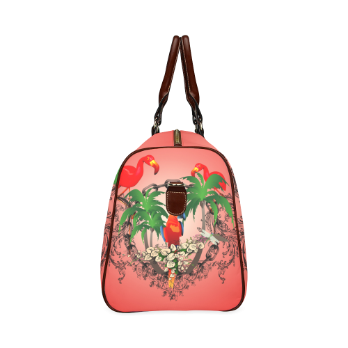 Funny parrot, tropical design Waterproof Travel Bag/Large (Model 1639)
