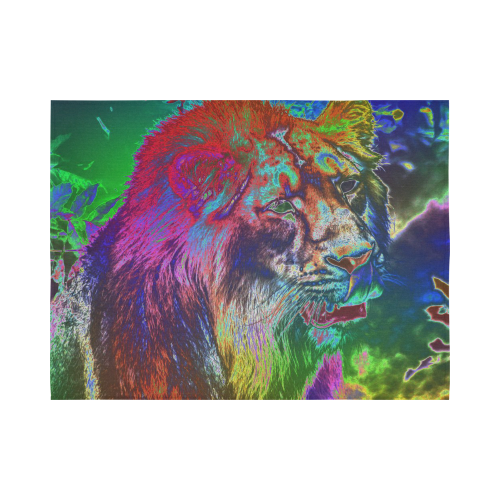 NEON Lion Cotton Linen Wall Tapestry 80"x 60"