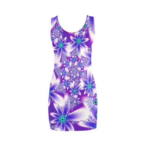 Purple Fractal Flowers Vest Dress Medea Vest Dress (Model D06)