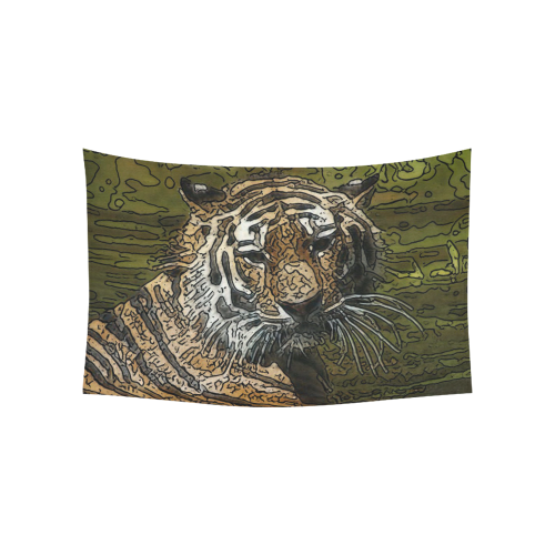 animal artstudion 15416 tiger Cotton Linen Wall Tapestry 60"x 40"