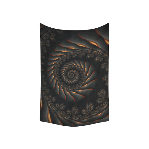 Black Spiral Fractal Cotton Linen Wall Tapestry 60"x 40"