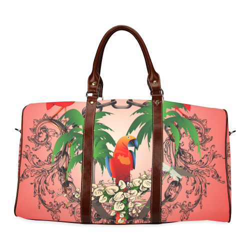 Funny parrot, tropical design Waterproof Travel Bag/Small (Model 1639)