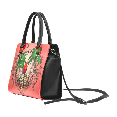 Funny parrot, tropical design Classic Shoulder Handbag (Model 1653)