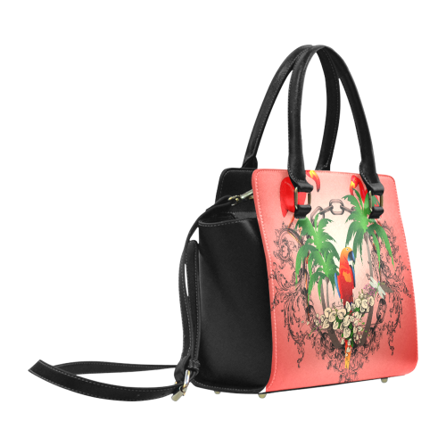 Funny parrot, tropical design Classic Shoulder Handbag (Model 1653)