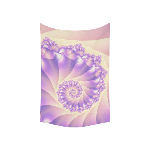 Pastel Yellow and Purple Spiral Fractal Cotton Linen Wall Tapestry 60"x 40"