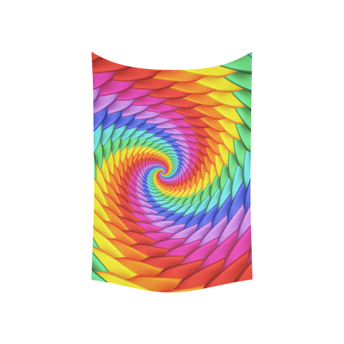 Psychedelic Rainbow Spiral Cotton Linen Wall Tapestry 60"x 40"