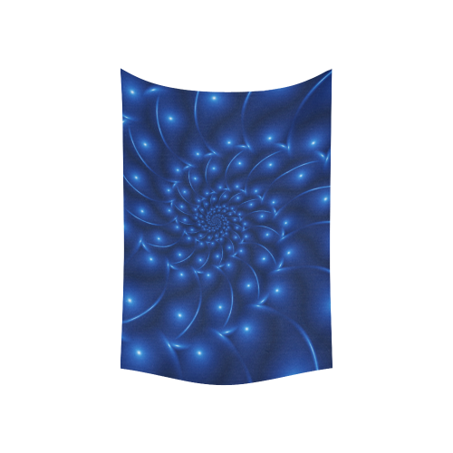 Glossy Blue Spiral Fractal Cotton Linen Wall Tapestry 60"x 40"