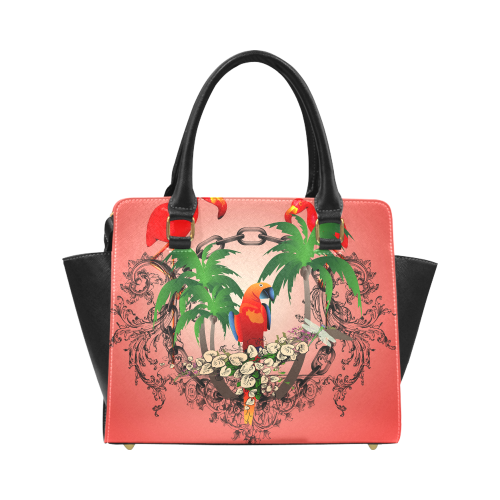 Funny parrot, tropical design Classic Shoulder Handbag (Model 1653)
