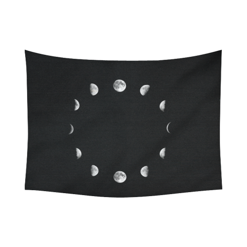 Moon Phases Cotton Linen Wall Tapestry 80"x 60"