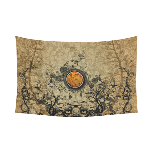 Floral design Cotton Linen Wall Tapestry 90"x 60"