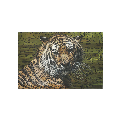 animal artstudion 15416 tiger Cotton Linen Wall Tapestry 60"x 40"