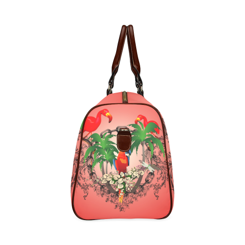 Funny parrot, tropical design Waterproof Travel Bag/Small (Model 1639)