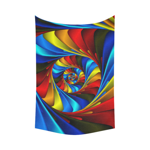 Psychedelic Rainbow Spiral Cotton Linen Wall Tapestry 90"x 60"