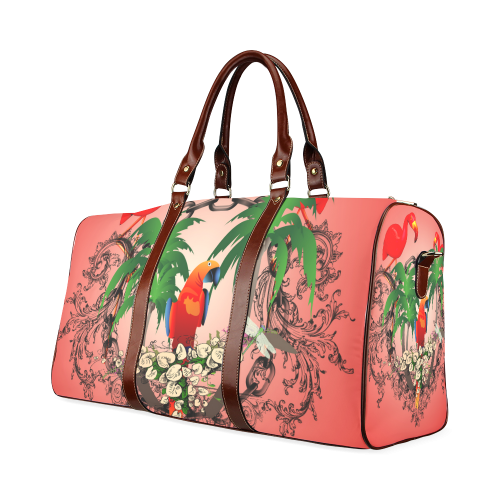 Funny parrot, tropical design Waterproof Travel Bag/Small (Model 1639)