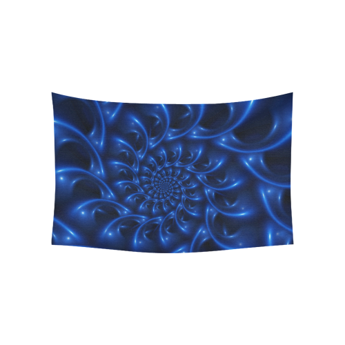 Glossy Blue Spiral Fractal Cotton Linen Wall Tapestry 60"x 40"