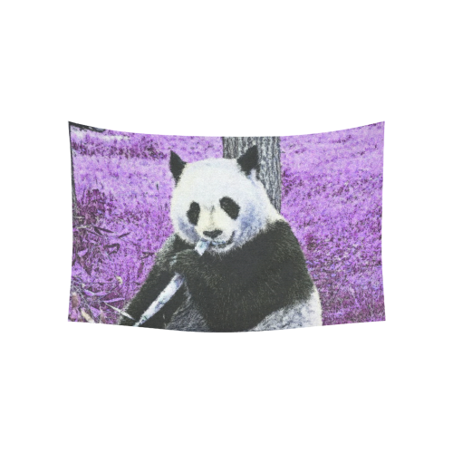 funky lilac panda Cotton Linen Wall Tapestry 60"x 40"