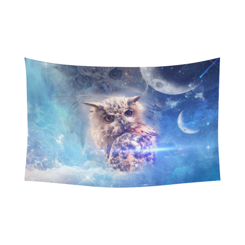 Owl in the universe Cotton Linen Wall Tapestry 90"x 60"