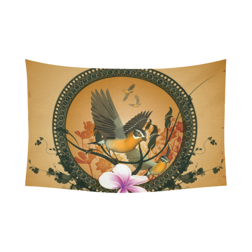 Wonderful bird with flowers Cotton Linen Wall Tapestry 90"x 60"
