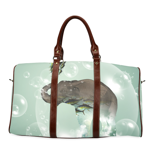 Elephant in a bubble with fish Waterproof Travel Bag/Small (Model 1639)