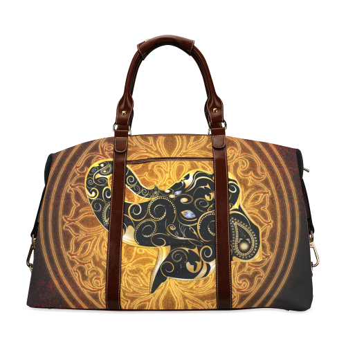 Gold, black elephant Classic Travel Bag (Model 1643)
