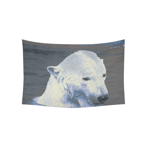 Swimming polar Baer Cotton Linen Wall Tapestry 60"x 40"