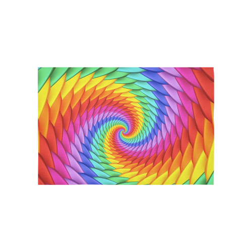 Psychedelic Rainbow Spiral Cotton Linen Wall Tapestry 60"x 40"