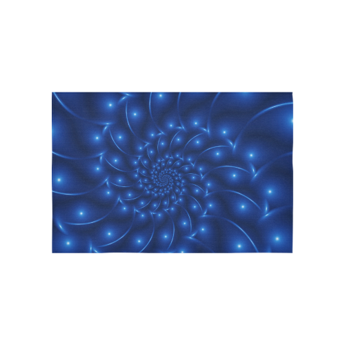 Glossy Blue Spiral Fractal Cotton Linen Wall Tapestry 60"x 40"