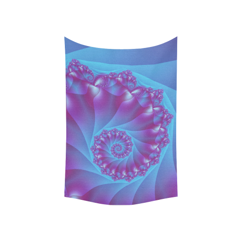 Blue and Purple Spiral Fractal Cotton Linen Wall Tapestry 60"x 40"