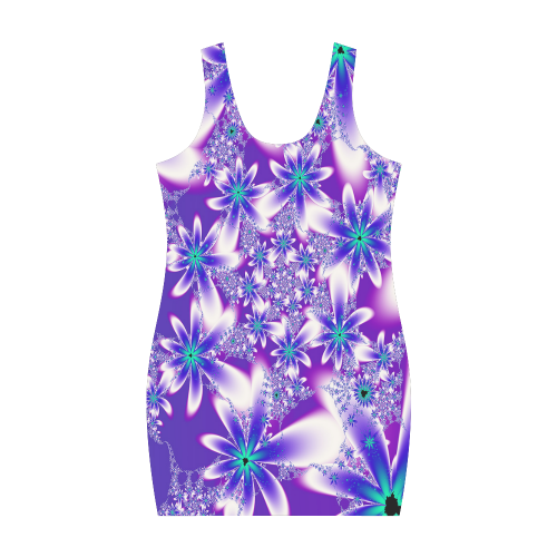 Purple Fractal Flowers Vest Dress Medea Vest Dress (Model D06)