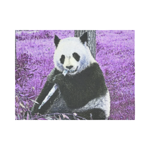 funky lilac panda Cotton Linen Wall Tapestry 80"x 60"