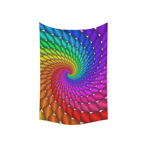 Psychedelic Rainbow Spiral Cotton Linen Wall Tapestry 60"x 40"