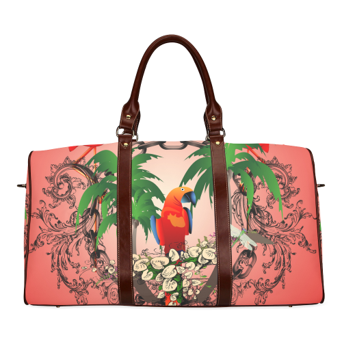 Funny parrot, tropical design Waterproof Travel Bag/Small (Model 1639)