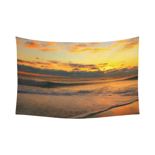 Stunning sunset on the beach Cotton Linen Wall Tapestry 90"x 60"