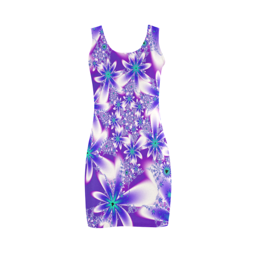 Purple Fractal Flowers Vest Dress Medea Vest Dress (Model D06)