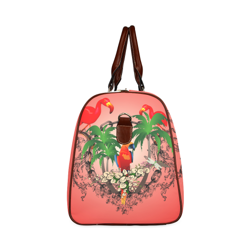 Funny parrot, tropical design Waterproof Travel Bag/Large (Model 1639)