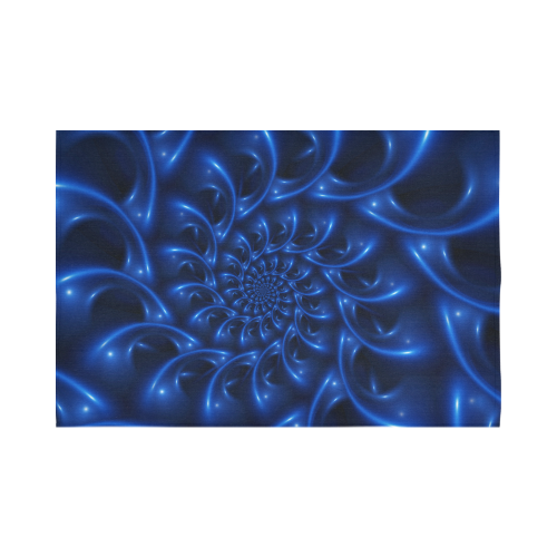 Glossy Blue Spiral Fractal Cotton Linen Wall Tapestry 90"x 60"