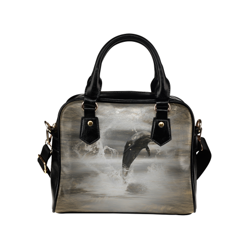 Dolphin with water heart Shoulder Handbag (Model 1634)