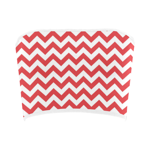 Poppy Red and white zigzag chevron Bandeau Top